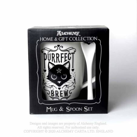 Purrfect Brew: Mug and Spoon Set (ALMUG20) ~ Mugs | Alchemy England