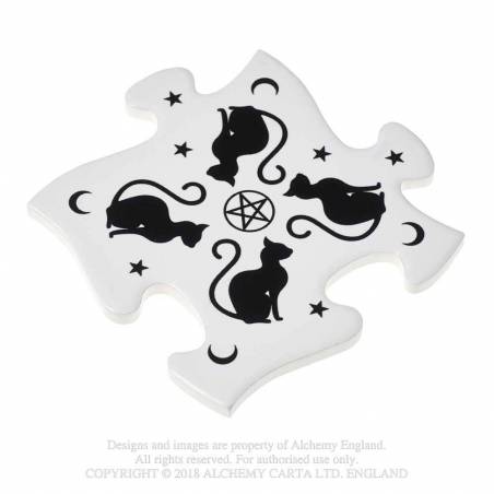 Black Cats (CJ3) ~ Jigsaw Coasters | Alchemy England