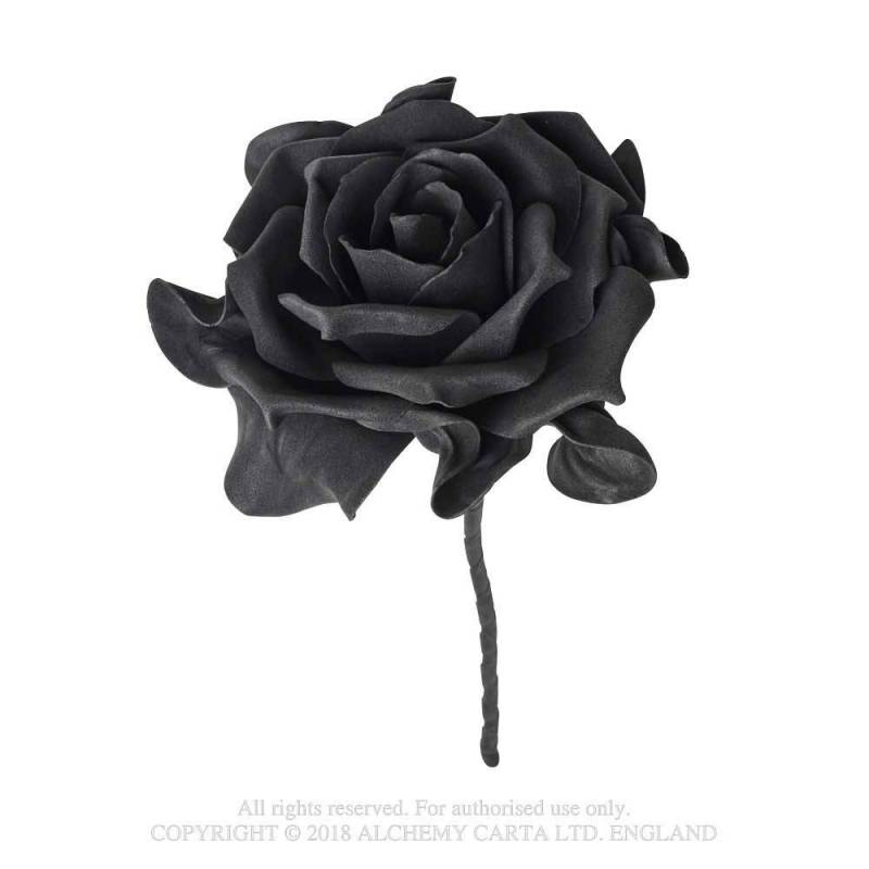 Single Black Rose with Stem