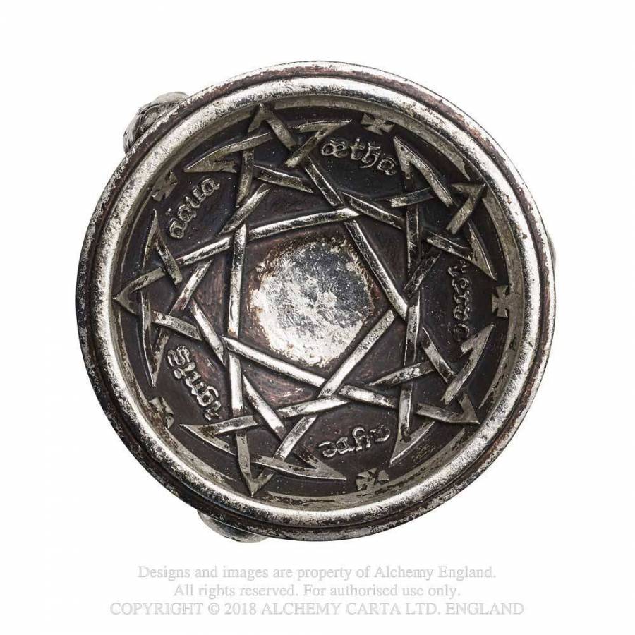 Alchemy Gothic Pentagram Talisman Silver Resin Trinket Dish Ornament 9cm 