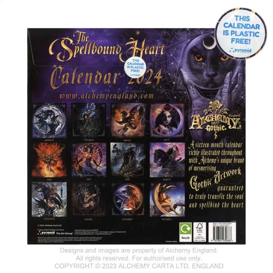 Alchemy Gothic 'Spellbound Hearts' 2024 Wall Calendar (CAL24