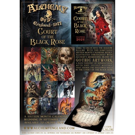 Alchemy Gothic 'Court Of The Black Rose' 2026 Wall Calendar (CAL26) ~ Calendars | Alchemy England