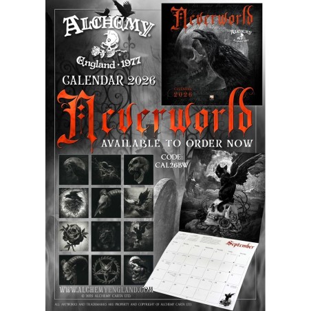 Alchemy Gothic 'Neverworld' Black & White 2026 Wall Calendar (CAL26BW) ~ Calendars | Alchemy England