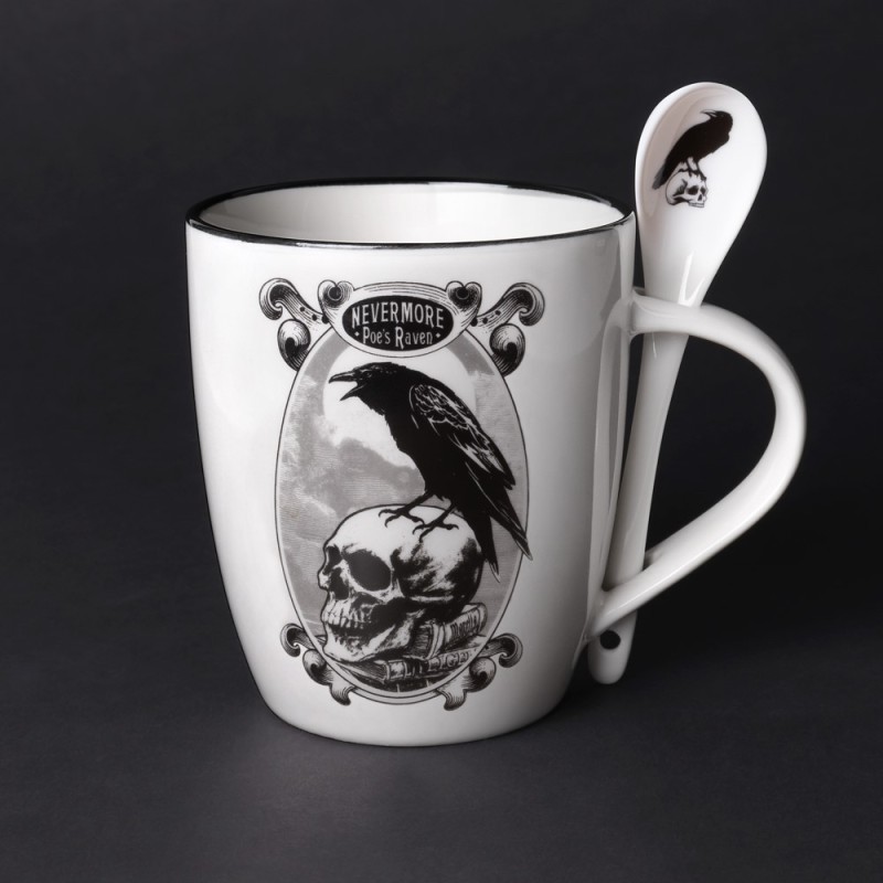 Poe's Raven: Mug & Spoon Set (ALMUG25) ~ Mugs | Alchemy England