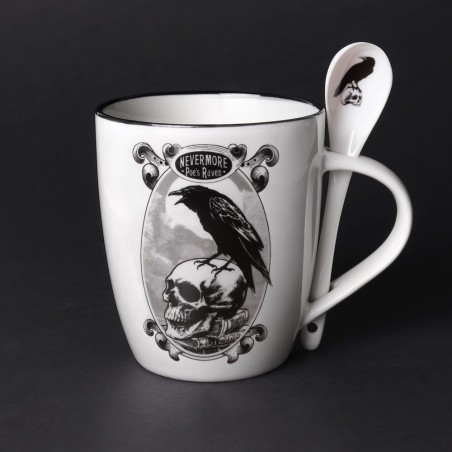 Poe's Raven: Mug & Spoon Set (ALMUG25) ~ Mugs | Alchemy England