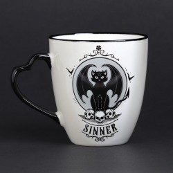 Saint/Sinner: Cat Mug with Heart Handle (ALMUG28) ~ Mugs | Alchemy England