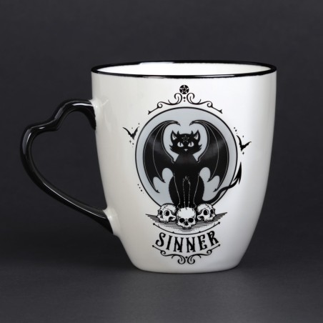 Saint/Sinner: Cat Mug with Heart Handle (ALMUG28) ~ Mugs | Alchemy England