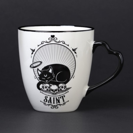 Saint/Sinner: Cat Mug with Heart Handle (ALMUG28) ~ Mugs | Alchemy England