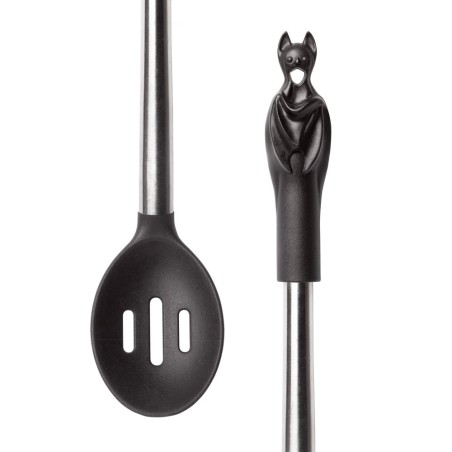 Black Bat Slotted Spoon (KU10) ~ Kitchen Utensils | Alchemy England