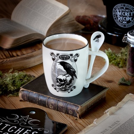 Poe's Raven: Mug & Spoon Set (ALMUG25) ~ Mugs | Alchemy England